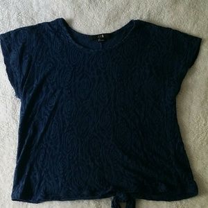Navy Box-crop Tee